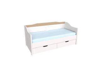Кровать-диван Бейли с выдвижными ящиками белый воск-антик