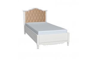 Кровать Верден 90х200 с мягким изголовьем бежевый велюр / белый воск