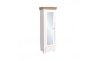 Шкаф 1-дверный с зеркалом Бейли белый воск-антик