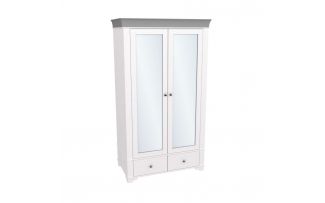 Шкаф 2х дверный с зеркальными дверями Бейли белый воск-антрацит
