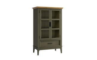 Фото Шкаф для посуды Квадро-С 21 (Оливково-Серый 7042/Антик 24)