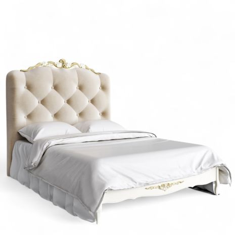 Кровать с мягким изголовьем 140*200 R714D-K02-G-B01 Романтик Голд