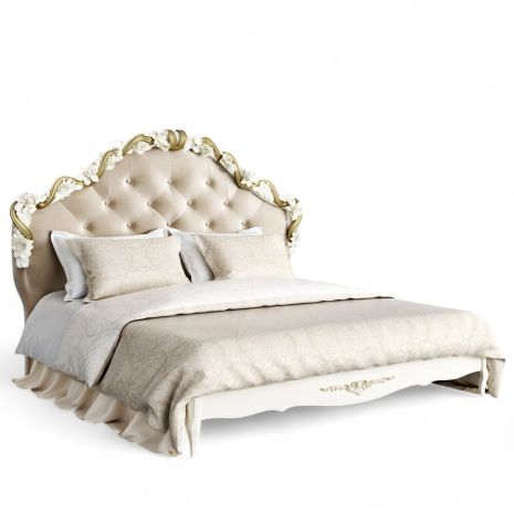 Кровать с мягким изголовьем 180*200 R418-K02-G-B01 Романтик Голд