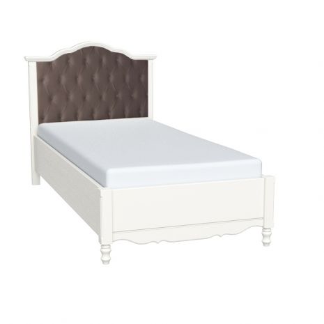 Кровать Верден 90х200 с мягким изголовьем серый велюр / слоновая кость