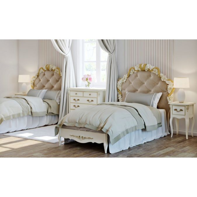 Фото Кровать с мягким изголовьем 90*190 R409-K02-G-B01 Romantic Gold