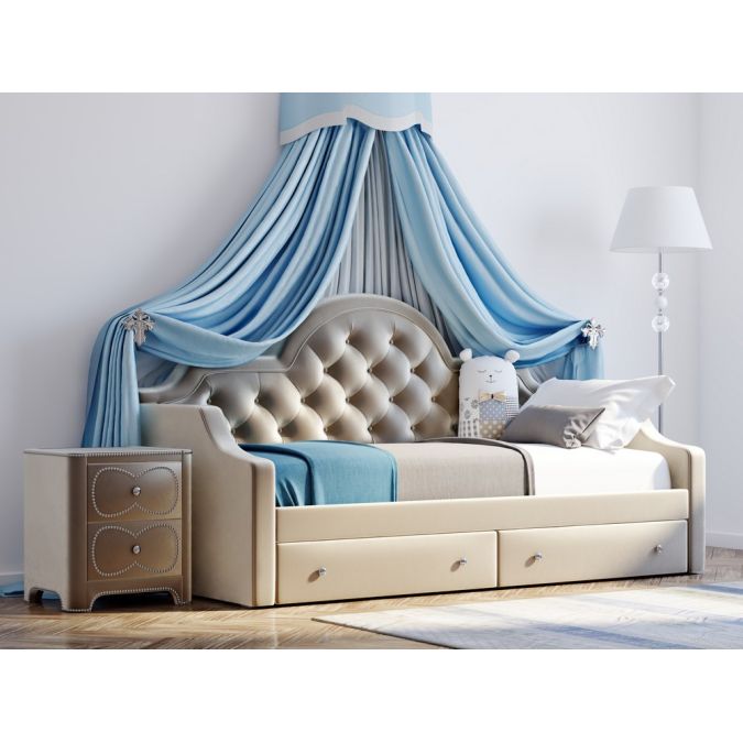 Фото Прикроватная мягкая тумба 2 ящика T110-NKn-B18