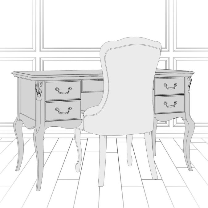 Фото Кабинетный стол пристенный APg111M-K02-G Atelier Gold