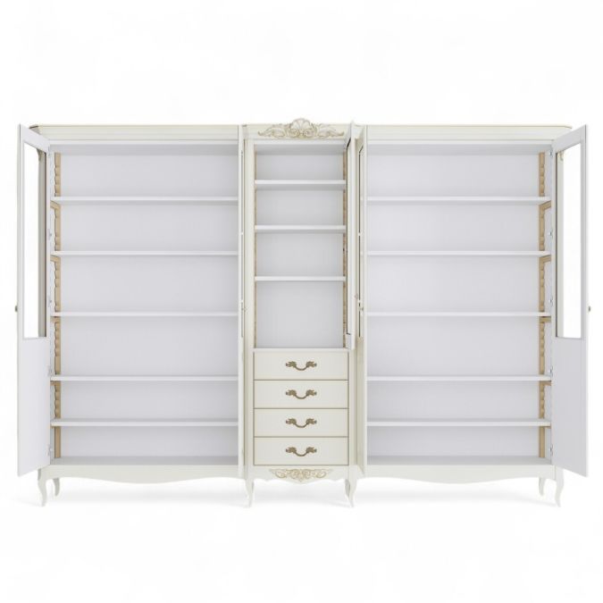 Фото Библиотека 5 дверей с ящиками APg185E-K02-G Ательер Голд