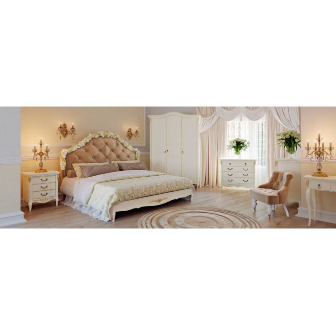 Фото Кровать с мягким изголовьем 180*200 R418-K02-G-B01 Romantic Gold