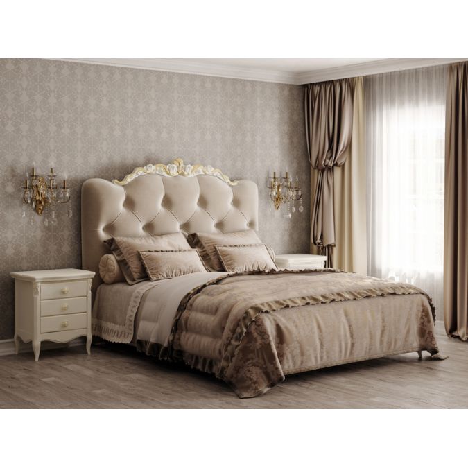 Фото Кровать с мягким изголовьем 160*200 R716D-K02-G-B01 Romantic Gold