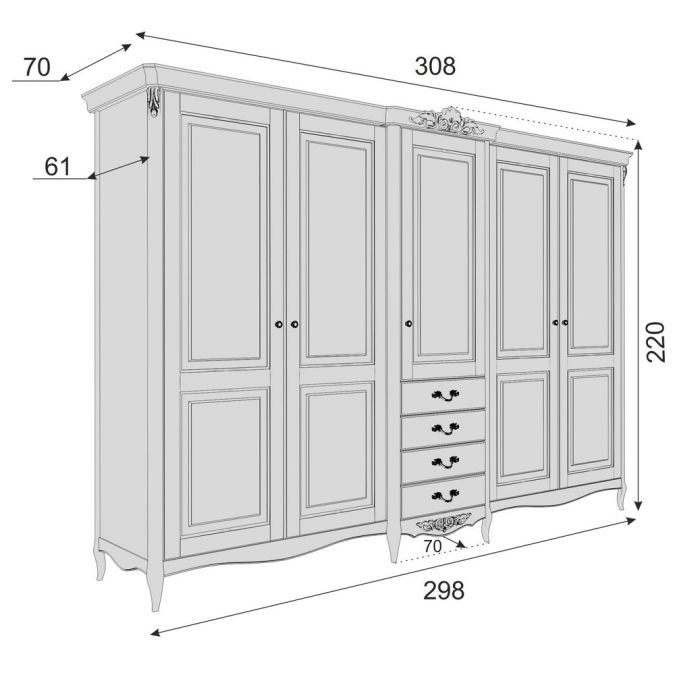 Фото Шкаф 5 дверей APg625E-K02-G Atelier Gold