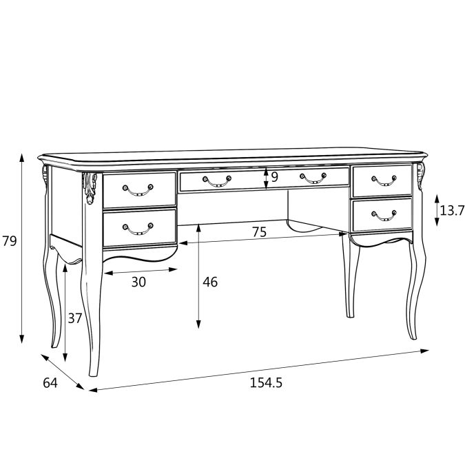 Фото Кабинетный стол широкий R111L.2S-K02-G Romantic Gold
