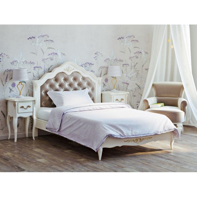 Фото Кровать с мягким изголовьем 140*200 R314-K02-G-B01 Romantic Gold