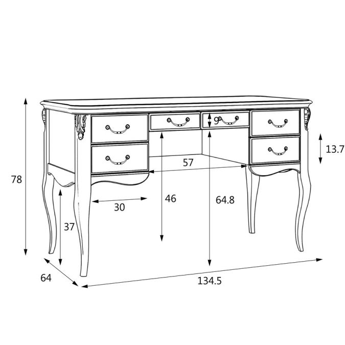 Фото Кабинетный стол пристенный R111M.1S-K02-G Romantic Gold