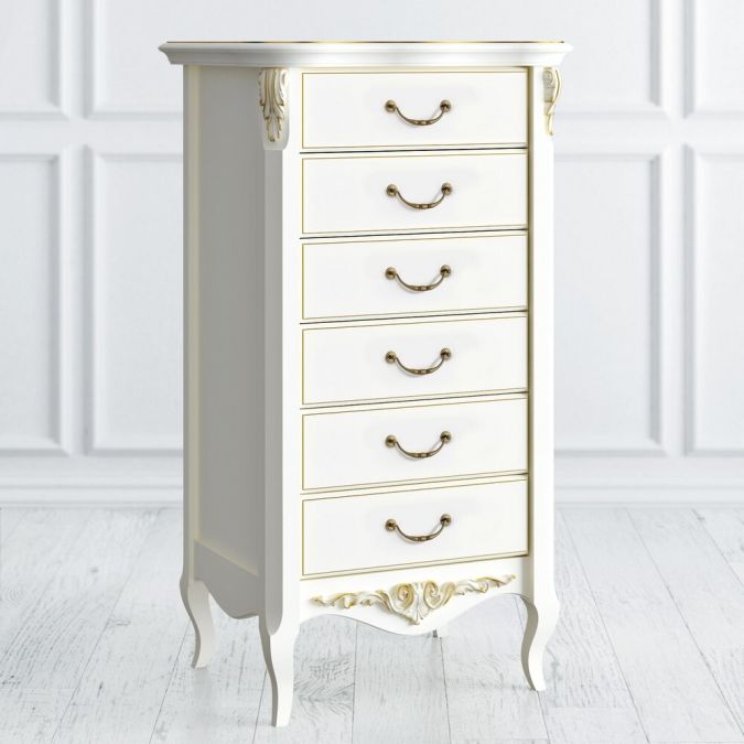 Фото Комод высокий 6 ящиков R108g Romantic Gold