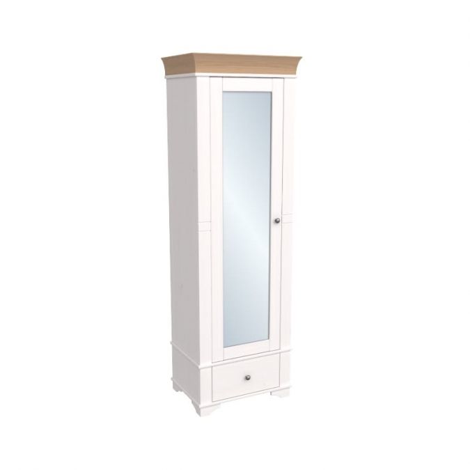 Шкаф 1-дверный с зеркалом Бейли белый воск-антик