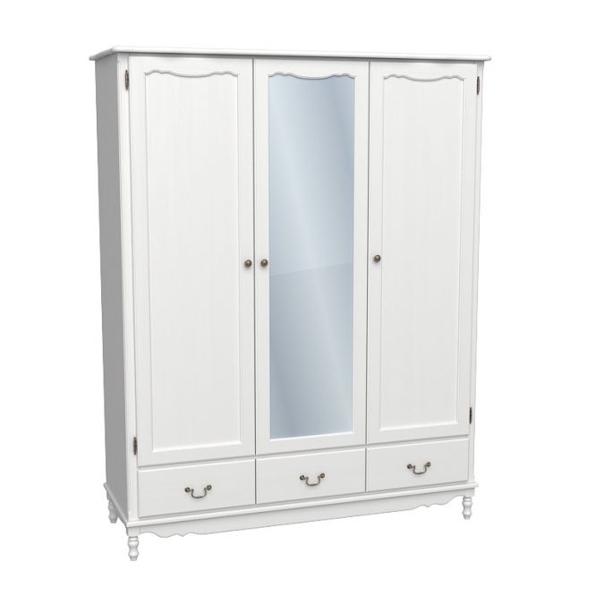 Шкаф 3х дверный Верден с зеркалом белый воск
