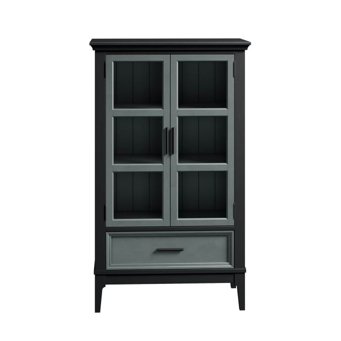 Фото Шкаф для посуды Квадро-С 21 (Блэк 9 / Серый 7042)