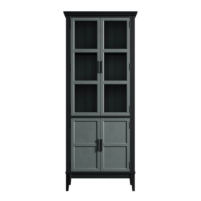 Фото Шкаф для посуды Квадро-С 22GT-185 (Блэк 9 / Серый 7042)