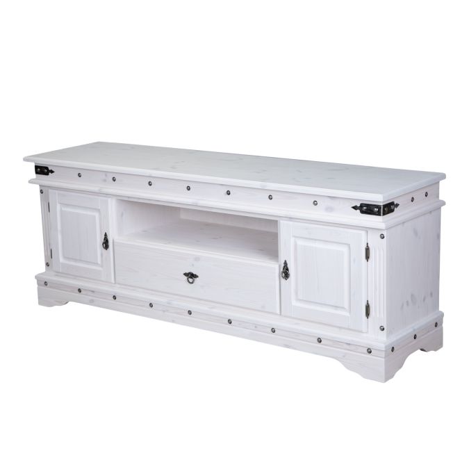 Фото Тумба ТВ Викинг (180) из массива сосны (белый воск)