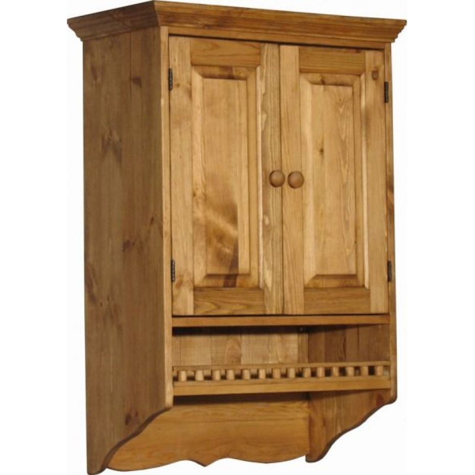 навесной деревянный шкаф для посуды