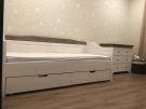 Кровать-диван Бейли с выдвижными ящиками белый воск-антрацит 