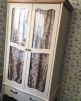 Шкаф 2х дверный Лебо со стеклянными дверями (бежевый воск-антик) 