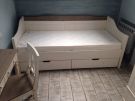 Кровать-диван Бейли с выдвижными ящиками белый воск-антрацит 
